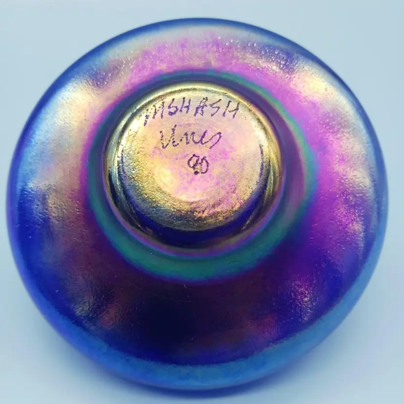 Mount St. Helens Paperweight Oil Lamp. Iridescent And Unsigned.