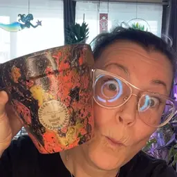 5” Hydro-dipped Vaso Clay Pot: Black/coral/gold