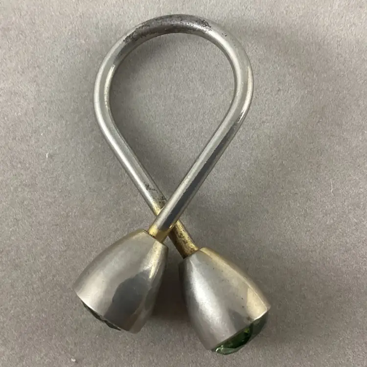 Vintage Faux Peridot Silver Tone Shawl Tie Scarf