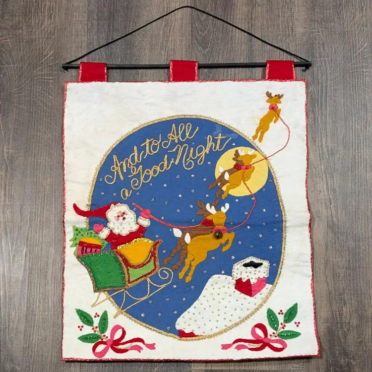 Vintage Bucilla Sultana Christmas Jeweled Panel - To All A Good Night COMPLETED