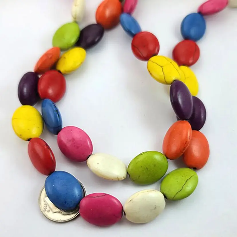 25pcs Mixed Howlite Oval Bead Strand #BC150
