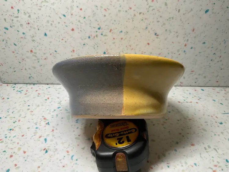 #01 Yellow and blue studio pottery bowl
