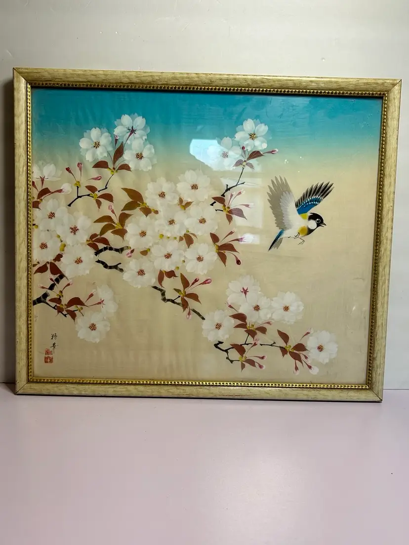 Vintage Batik Watercolor On Silk Painting