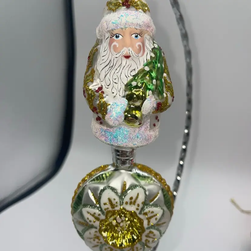 HeARTfully Yours Christopher Radko Albus Frost Santa On Reflector 6.5” Stunning