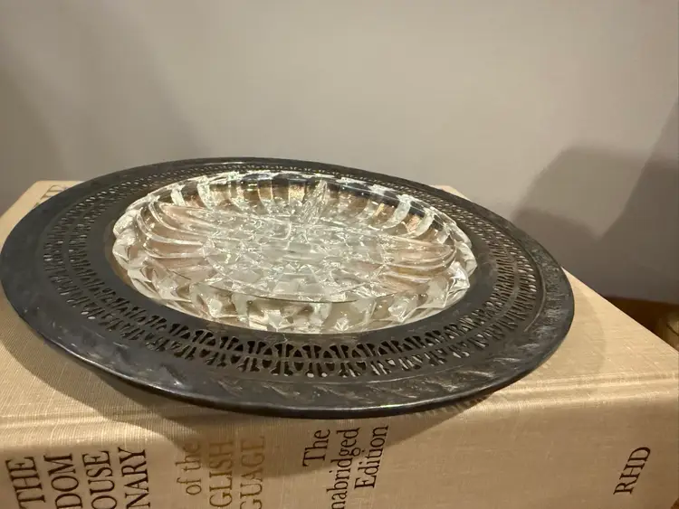 International Silver Company Plated Serving Tray with Glass Insert