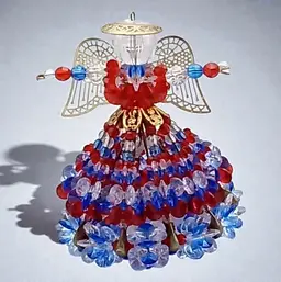 Vintage Handmade Safety Pin & Bead Angel Christmas July 4th Standing Figurine