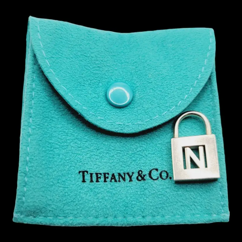 Tiffany & Co. Sterling Silver Initial Alphabet Letter "N" Lock Charm Pendant