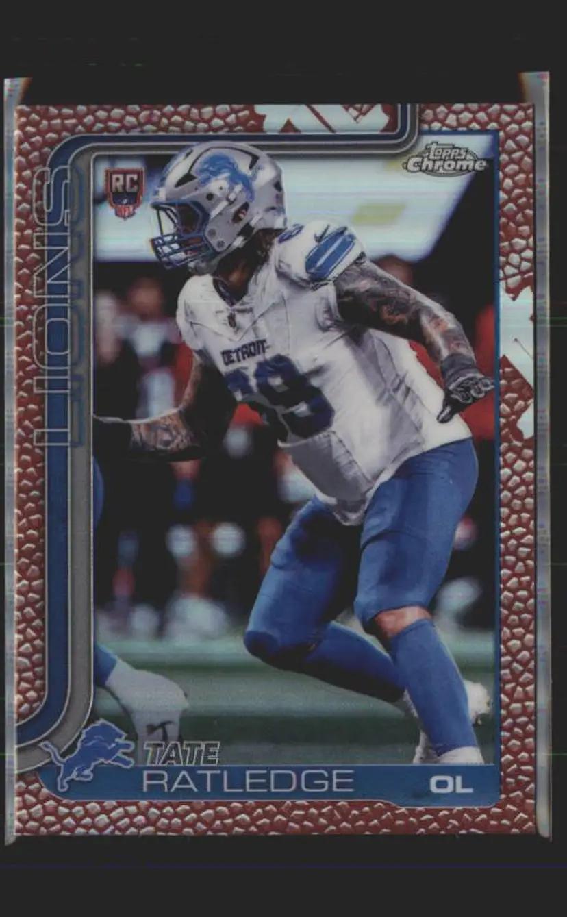 Tate Ratledge 2025 Topps Chrome #383 Football Leather Refractor - (141) - Detroit Lions