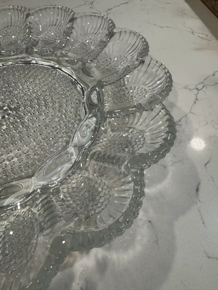Vintage Indiana Glass Clear Hobnail Deviled Egg Plate