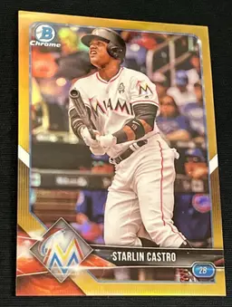 Starlin Castro 2018 Bowman Chrome Gold Refractor /50 #5 Miami Marlins