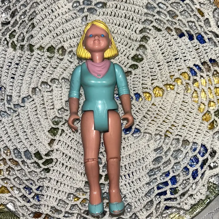 **Fisher Price Loving Family Dollhouse Mom Mother Woman Figure Blue Shirt 1993