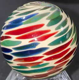 1.5" Signed "DMF 98" Multicolored Marble Front And Back Photos