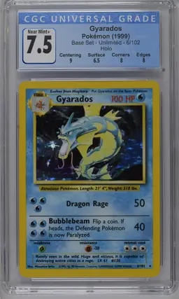 Gyarados Base Set - Unlimited Holo 6/102 CGC 7.5 Pokemon 1999 English