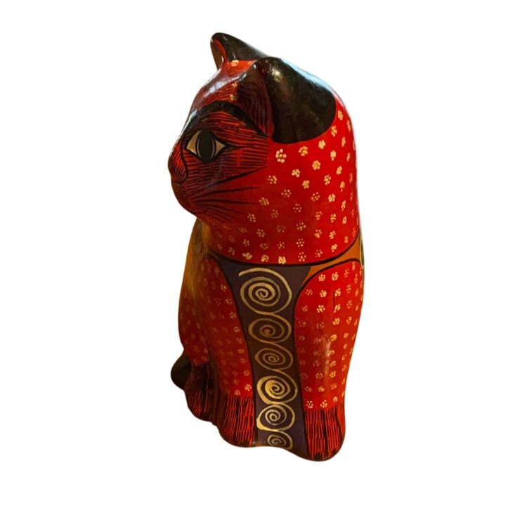 Mexican Folk Art Red Clay Pottery Cat