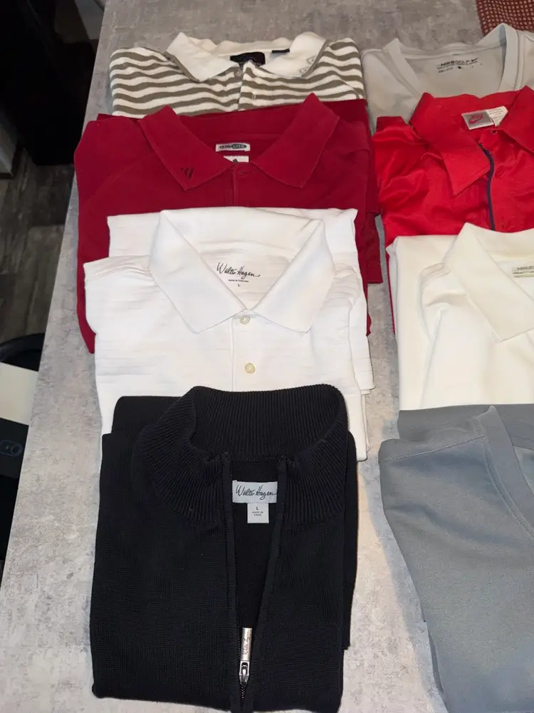 14 Vintage Golf Shirt Lot Greg Norman, Jack, Nicholas, Adidas, Nike, and more