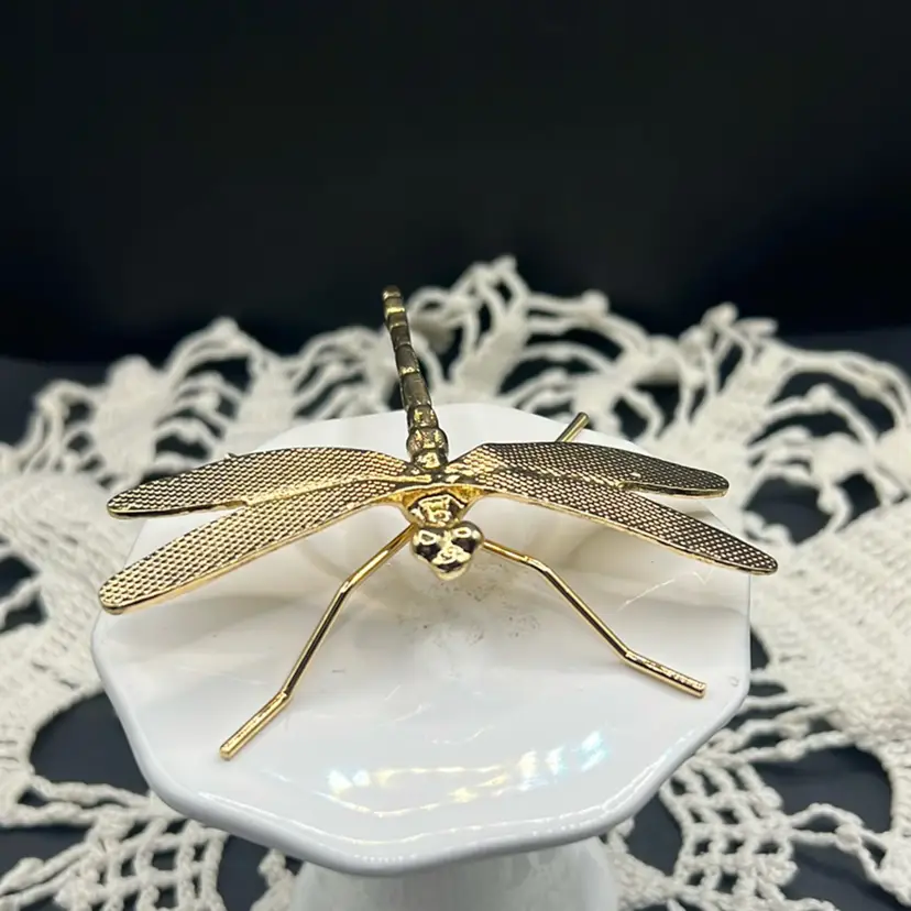Gold Tone Metal Dragonfly Figure