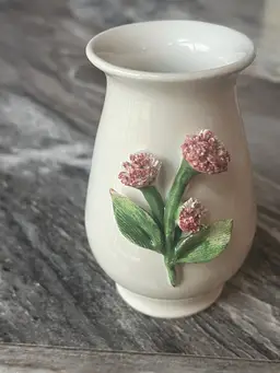 Vintage L'atelier Ceramic 3 1/2" Vase Pink Flowers