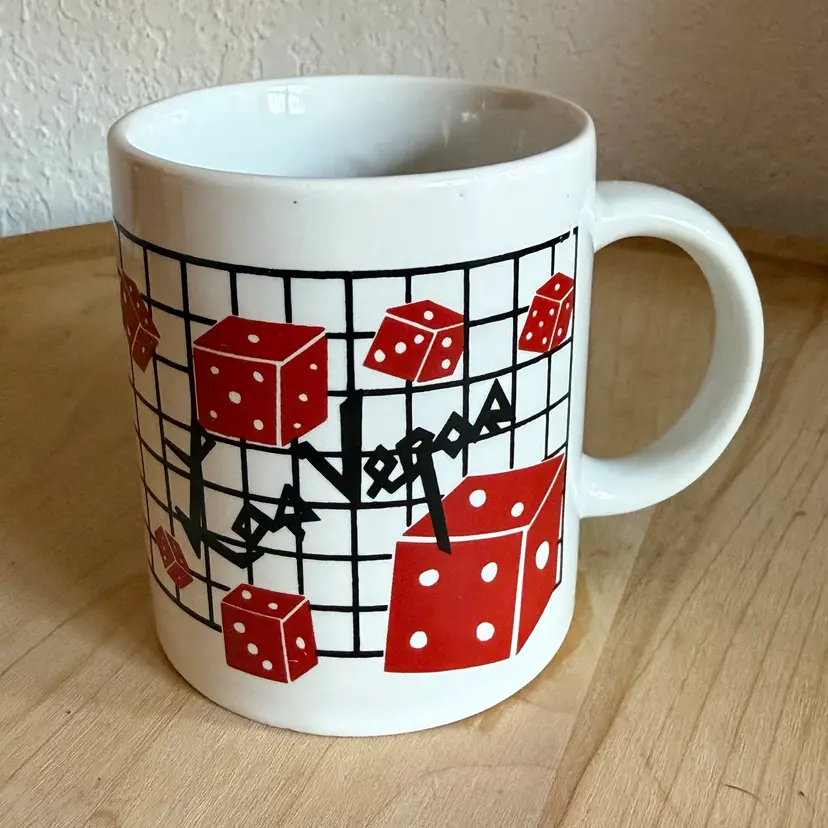 Vintage Las Vegas Sin City 80s Graphic Dice Black Grid Souvenir Coffee Mug