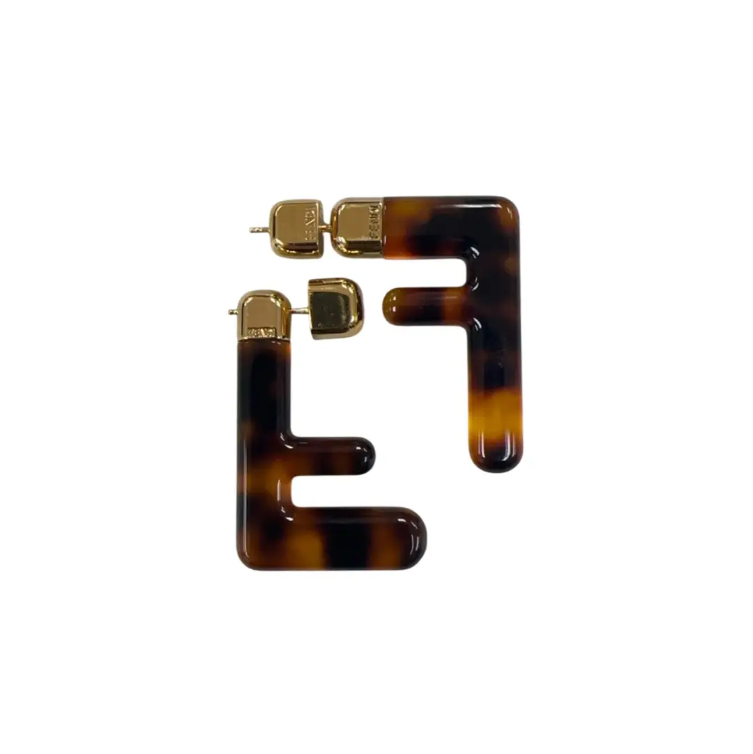 Fendi "FF" Tortoise Resin Earrings