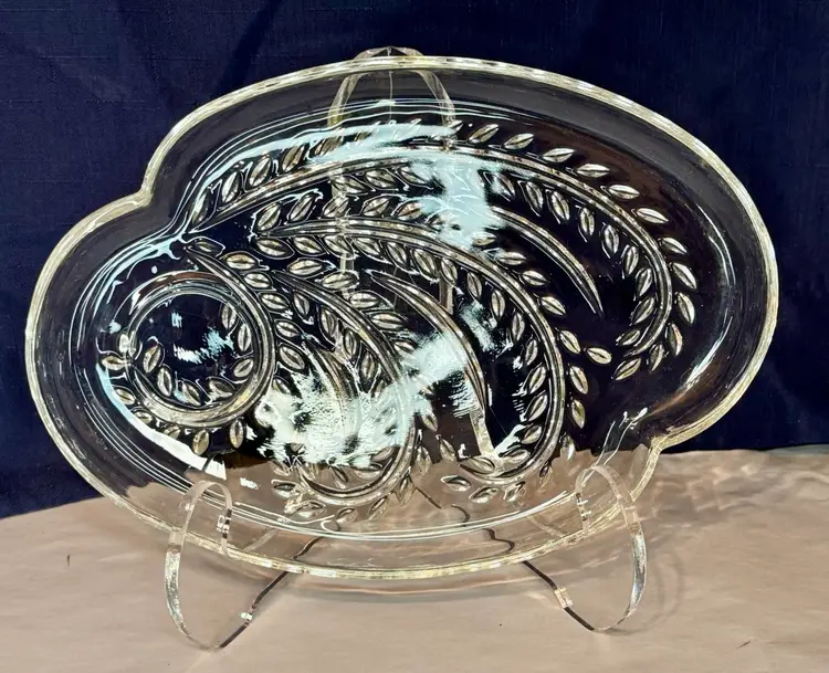 Vintage Federal Glass Wheat Pattern Snack Plate