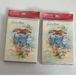 Set Of 2 NOS Hallmark Heartline Set of 8 Just a Note Cards Cute Bunny