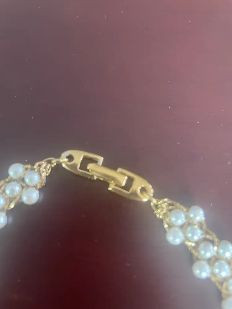 Napier Vintage Braided Hold Tone Faux Pear Necklace 16”