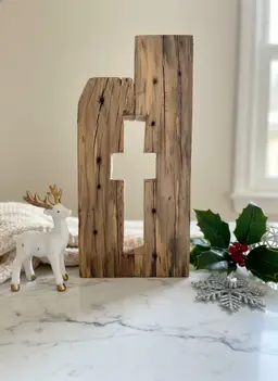 NEW Handcrafted Rustic Wood Cross Wall Decor - Reclaimed Timber Art