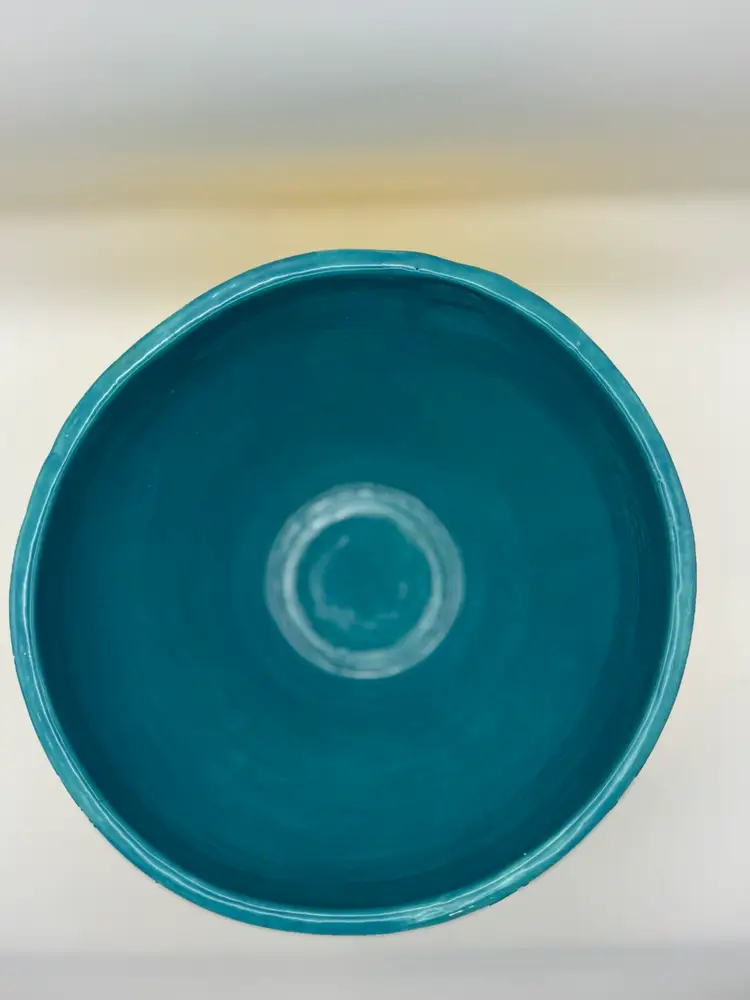 23-Pottery Bright Glazed Serving Or Mixing Bowl 2 Qt - Marked Tate