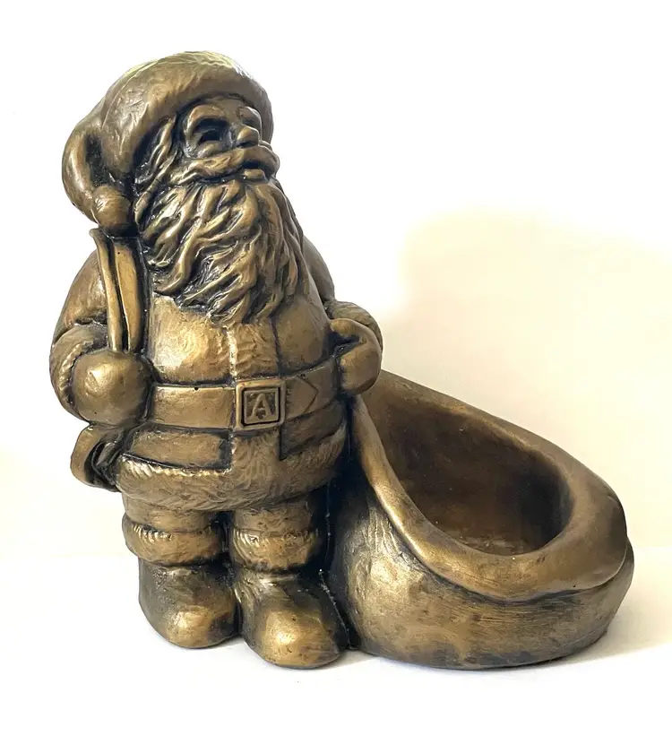 Aromatique Bronze Santa Figurine. Planter. Candy Dish. Votive Candle Holder. Christmas