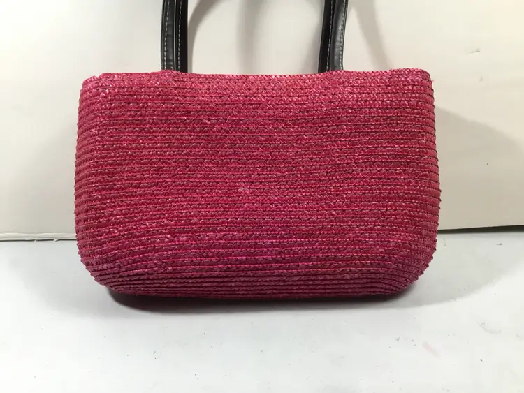 Vintage St. John's Bay, pink, straw purse, pink gingham lining