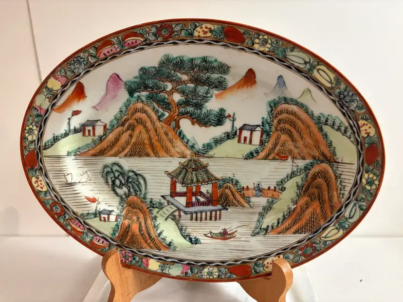Vintage Japanese Landscape Scene Porcelain Plater