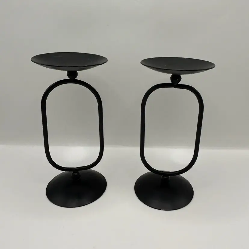 Black Metal Candle Holders 6 1/2” Pair