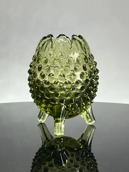 Fenton Green Hobail Footed Egg