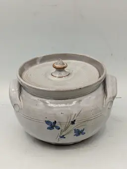 Vintage Owens Pottery Seagrove NC Covered Casserole Bean Pot Signed G.B. 90