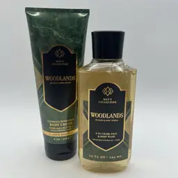 Bath Body Works Mens WOODLANDS Hydration Cream Body Wash Set NEW