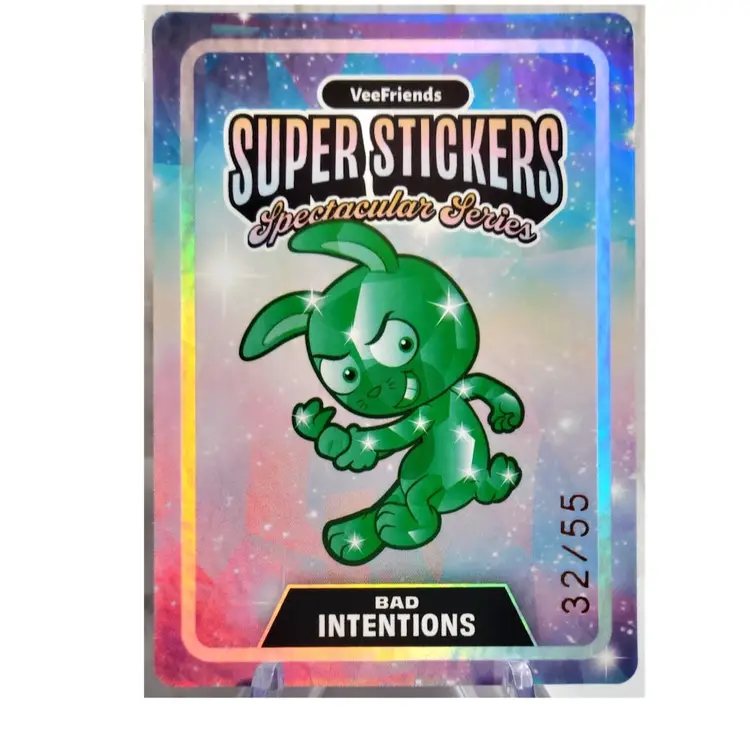 VeeFriends Spectacular Series Super Stickers Bad Intentions Emerald on Holo #/55