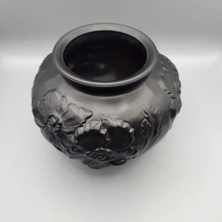 Vintage Black Amethyst Satin Tiffin Glass Vase