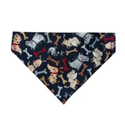 Dog Bandana Size Medium Blue Dog Bones Print Dog Handmade Size 9” Wide