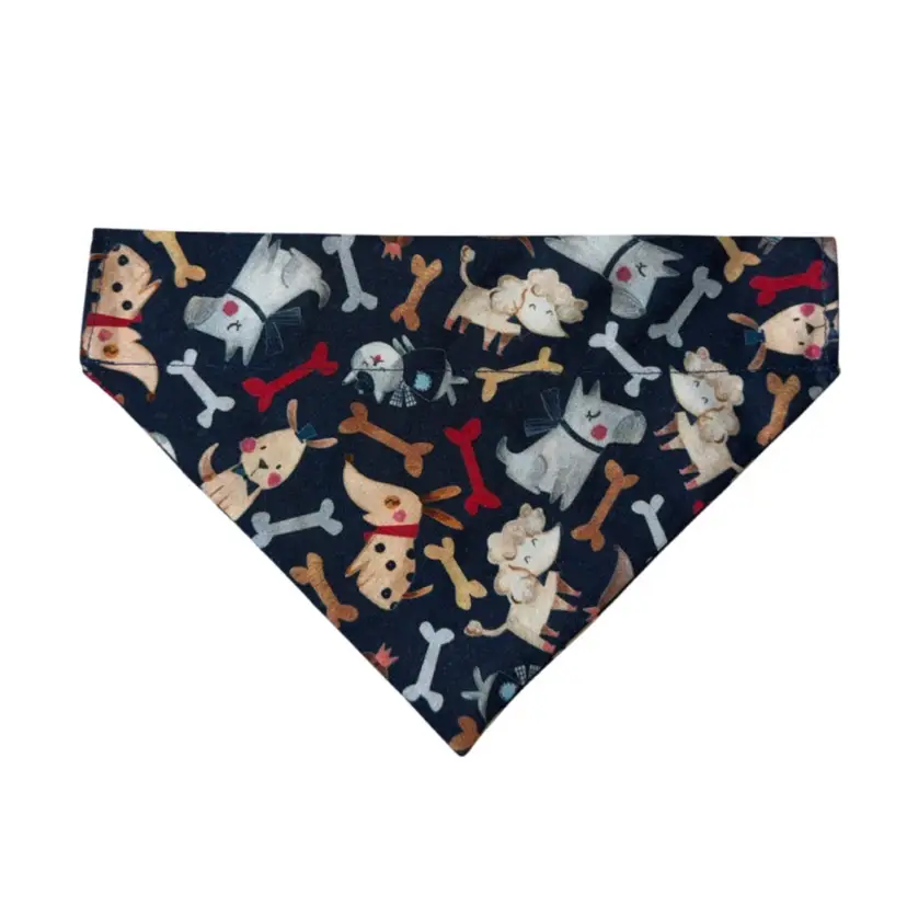 Dog Bandana Size Medium Blue Dog Bones Print Dog Handmade Size 9” Wide
