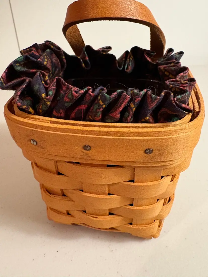 Longaberger Chive Booking Basket 1996 Combo Paisley Liner And Protector