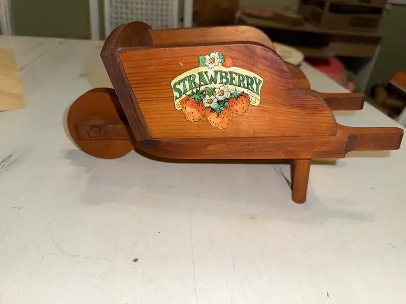 Rustic Wooden Wheelbarrow Planter Farmhouse Mini Cart Garden Decor Vintage