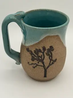Hand Made Studio Art Pottery Coffee Mug  Joshua Tree Coffee Cup  Signed