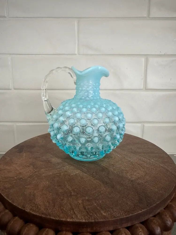 Fenton Blue/Aqua Opalescent Hobnail Cruet Without Stopper