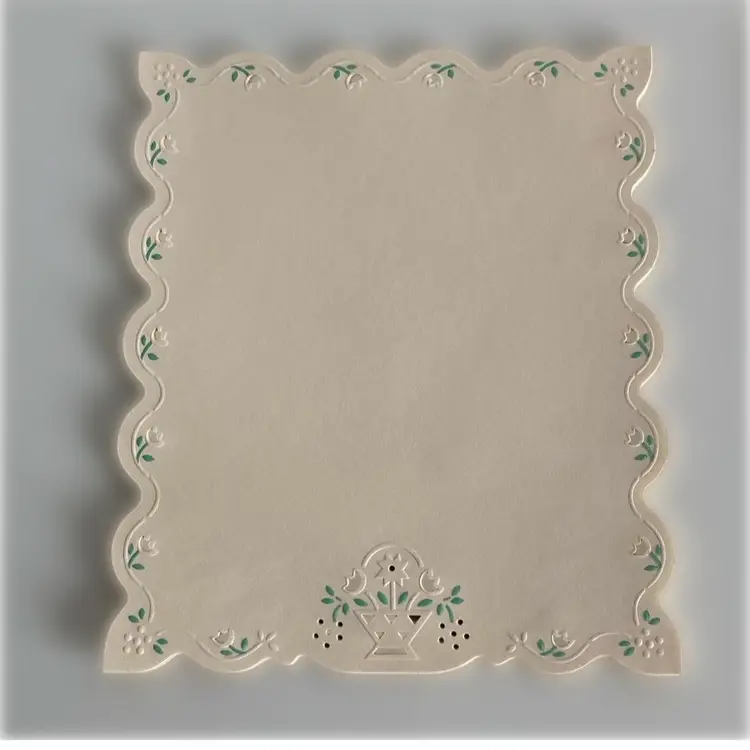 Vintage Hallmark Boxed Stationary Set With Floral Cut Outs and Scalloped Edges ST273-5