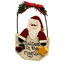 Wooden Santa “Believe In The Magic “ Ornament