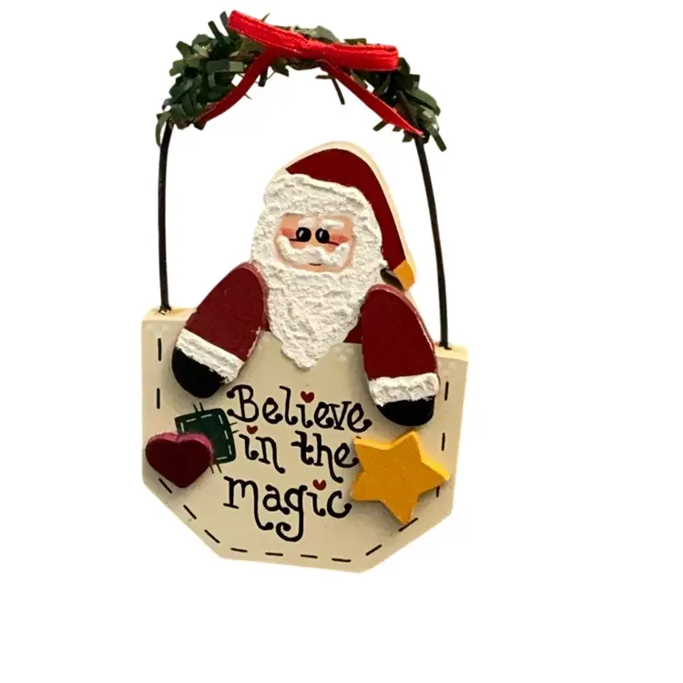 Wooden Santa “Believe In The Magic “ Ornament