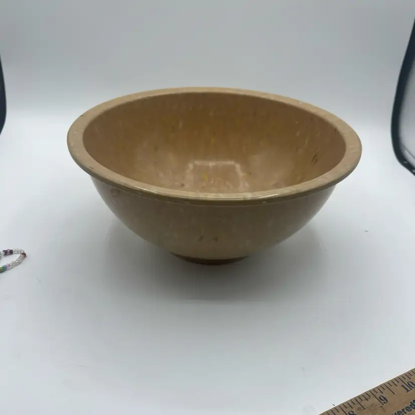 Texas Ware 118 Mixing Bowl 10” Confetti Spatter Speckled VTG Melamine Tan