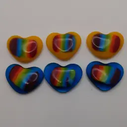 #02 Transparent Turquoise - Made by Me! Fused Glass Mini Pocket Heart Rainbow Bar 1" Handcrafted Studio Art