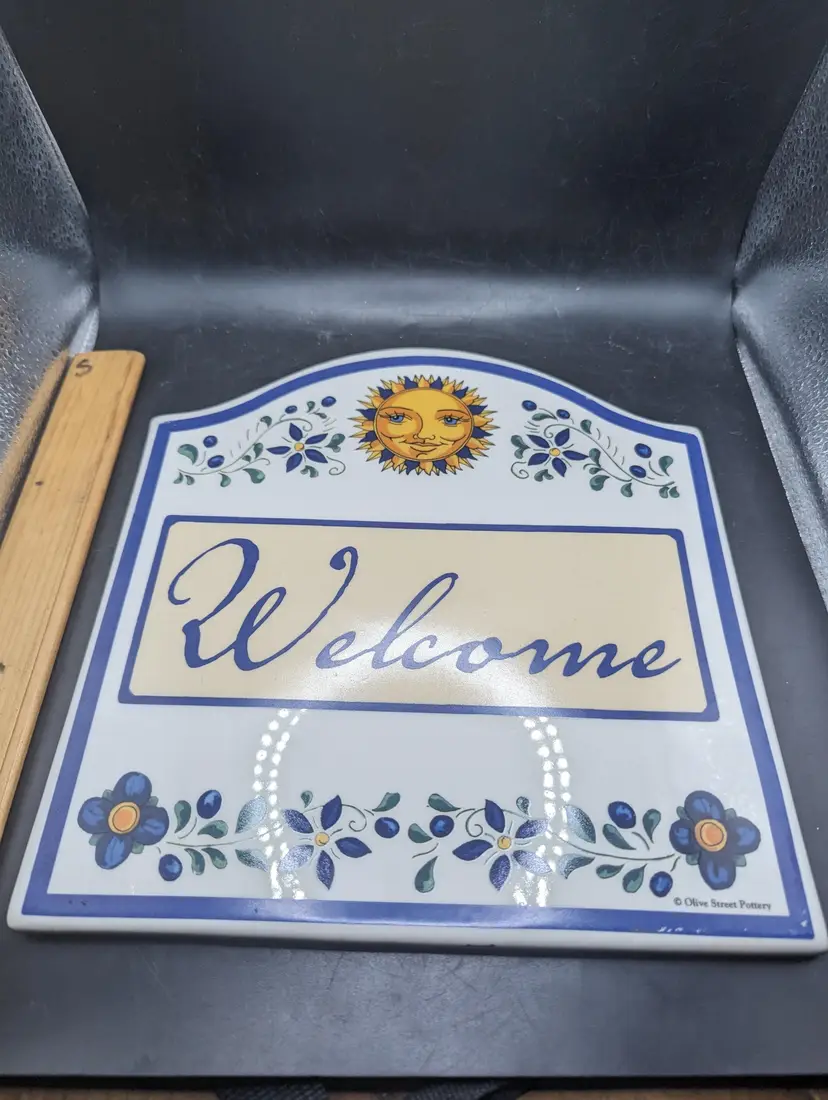 Vintage Charming Sunflower Welcome Plaque
