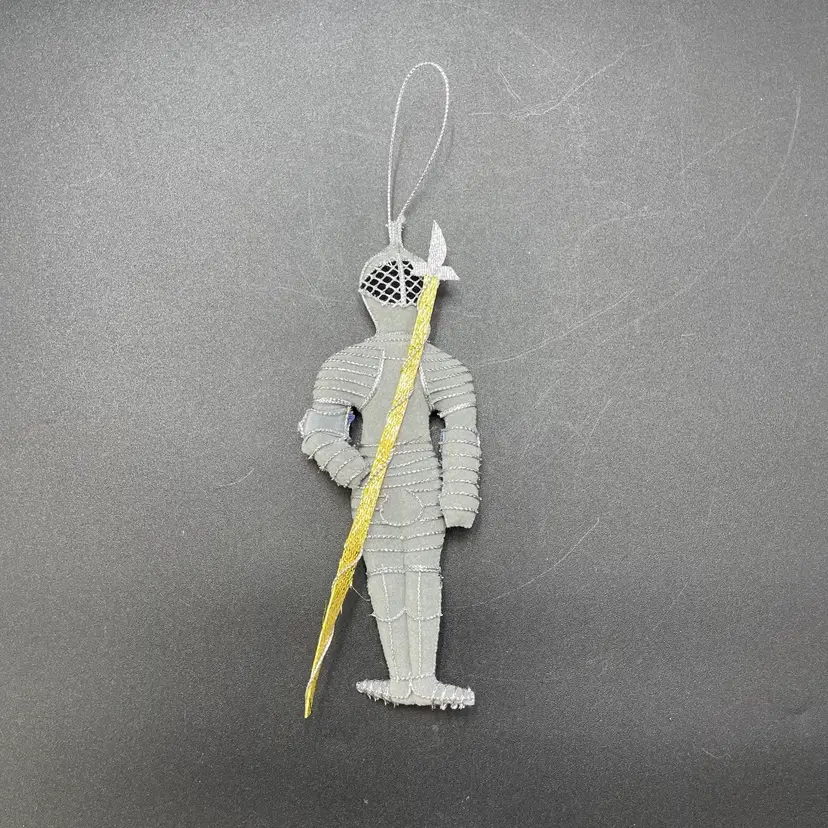 Handmade St Nicholas Fabric Knight Hanging Christmas Ornament Zardozi Embroidery